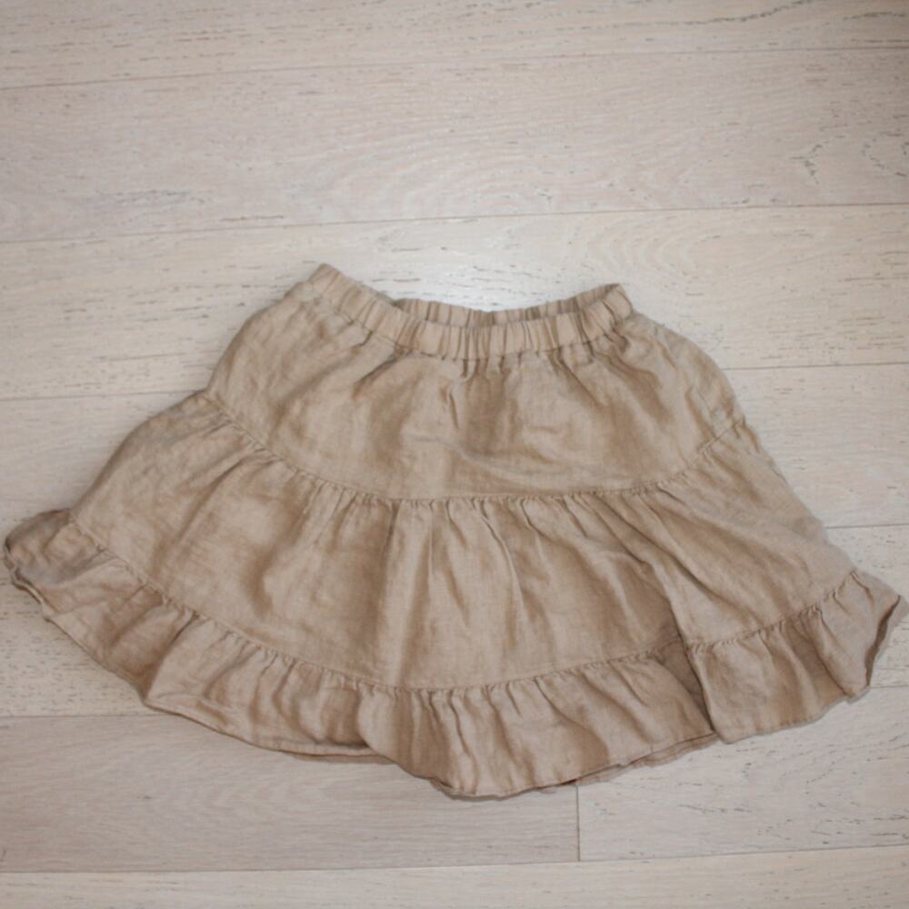 NOCTURNE -NwoT- Tiered Linen Beige Ruffle Mini Skirt | Small - Picture 2 of 8